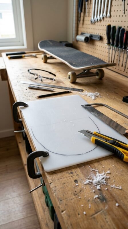Cutting skateboard skid plate 1