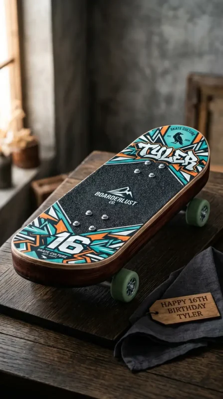 Skateboard cake with grip tape