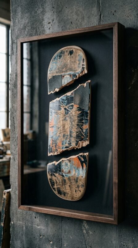 15 Skateboard Art Ideas Deck and Wall Decor 8 Broken skateboard deck art