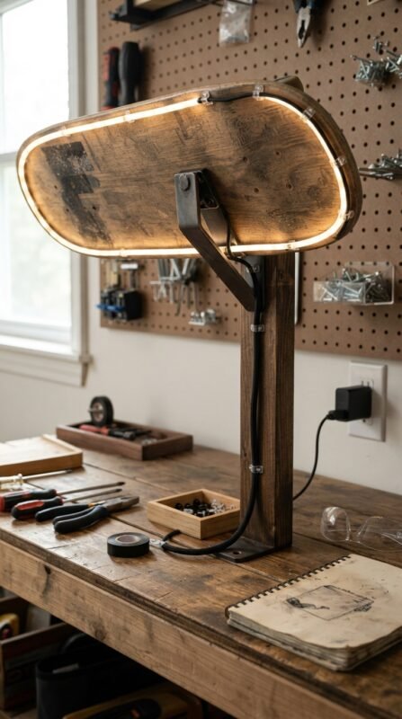 10 DIY Skateboard Lamp: Turn an Old Deck into Room Decor 8 Cable management for skateboard