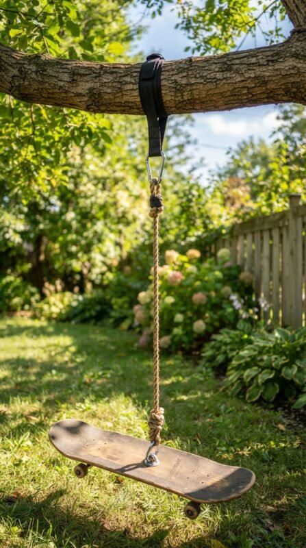 10 Skateboard Swing DIY Ideas for Old Decks 9 Choose strong hanging point
