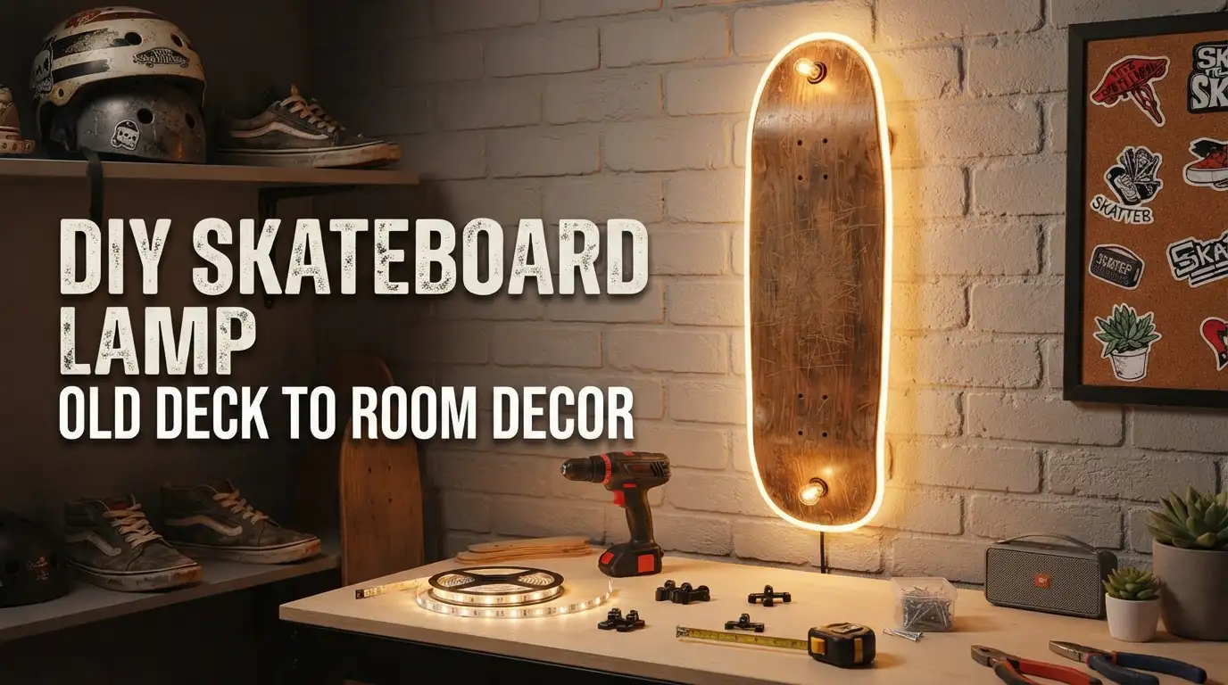 10 DIY Skateboard Lamp: Turn an Old Deck into Room Decor 1 DIY Skateboard Lamp Room Decor