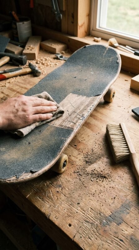 Skateboard Shelf DIY: Turn an Old Deck into Wall Storage 3 Old skateboard deck cleaning