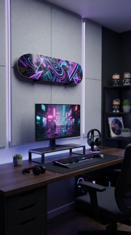 15 Skateboard Art Ideas Deck and Wall Decor 14 Skateboard art gaming room decor