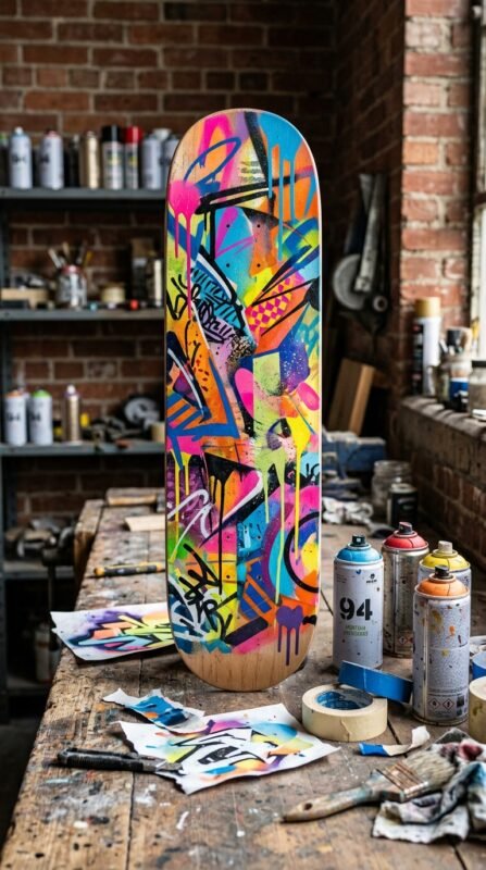 15 Skateboard Art Ideas Deck and Wall Decor 3 Skateboard deck graffiti art