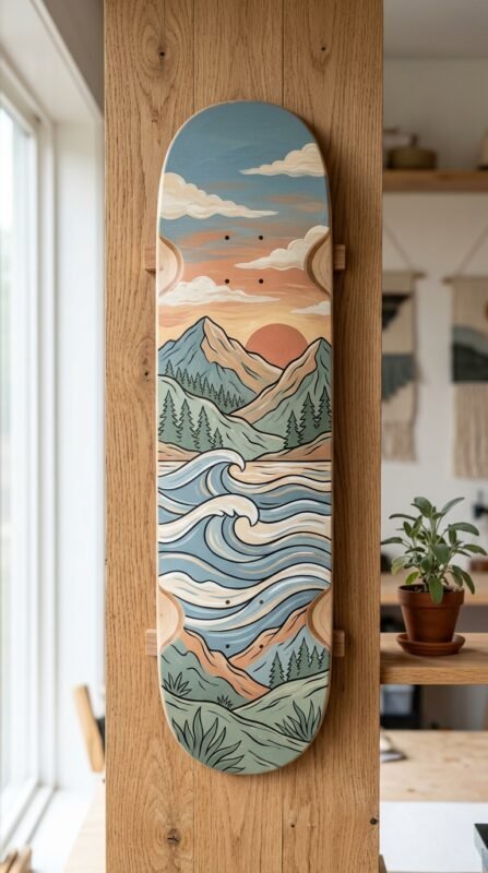 15 Skateboard Art Ideas Deck and Wall Decor 11 Skateboard deck nature design