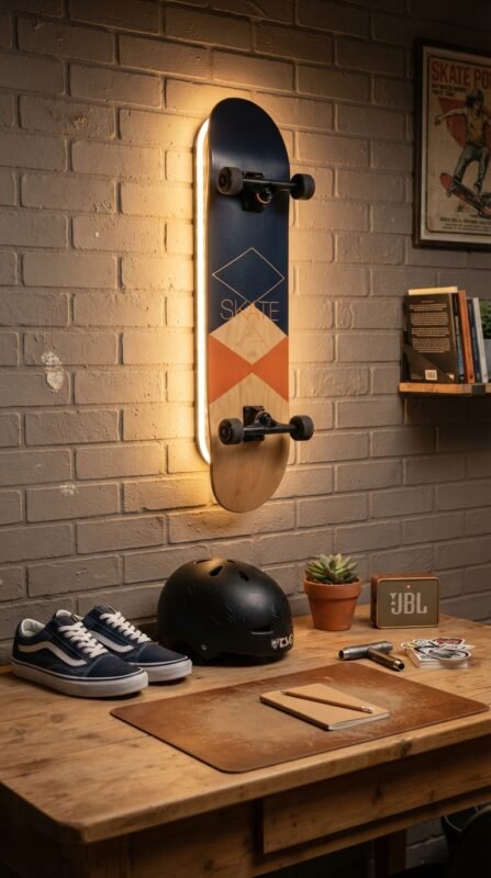 10 DIY Skateboard Lamp: Turn an Old Deck into Room Decor 11 Skateboard lamp styled room decor 202607031509
