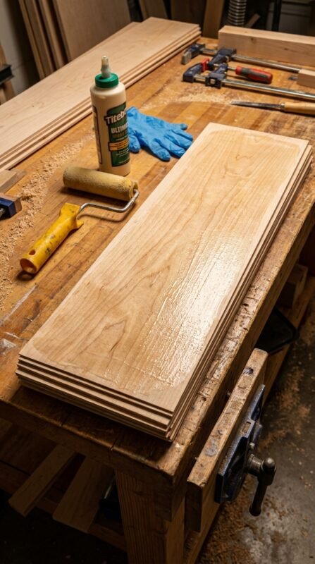 Skateboard project glue up stage