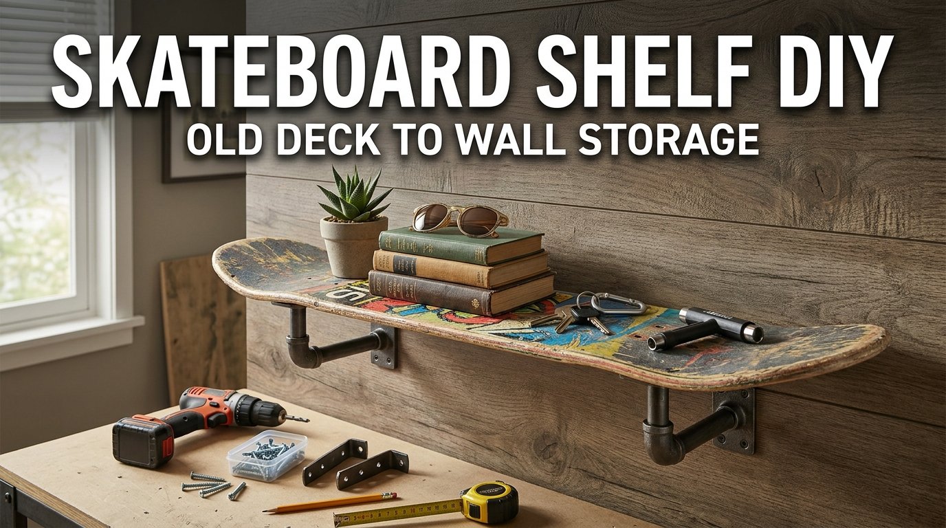 Skateboard Shelf DIY: Turn an Old Deck into Wall Storage 1 Skateboard shelf DIY wall storage