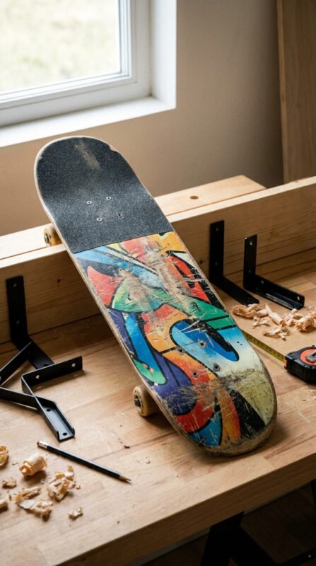 Skateboard Shelf DIY: Turn an Old Deck into Wall Storage 4 Skateboard shelf planning step 2