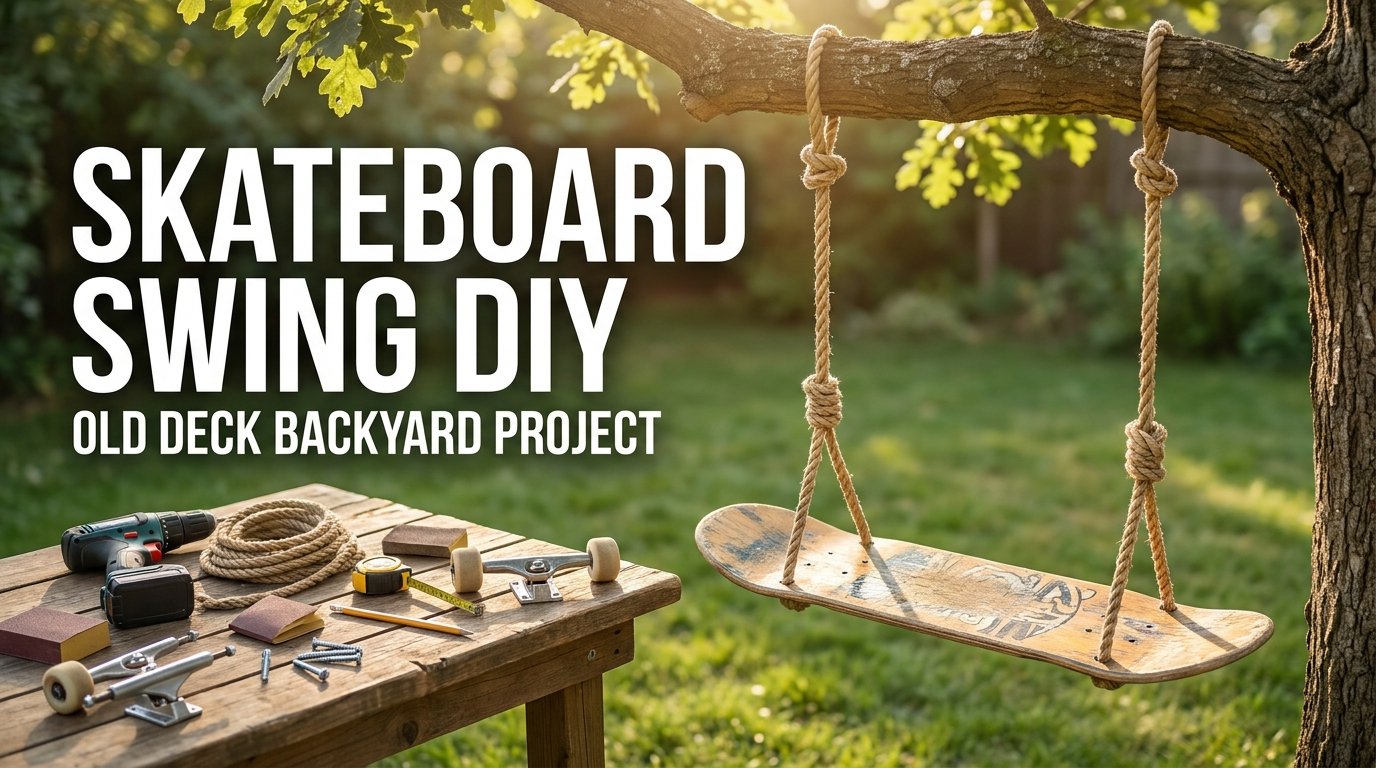 10 Skateboard Swing DIY Ideas for Old Decks 1 Skateboard swing DIY project