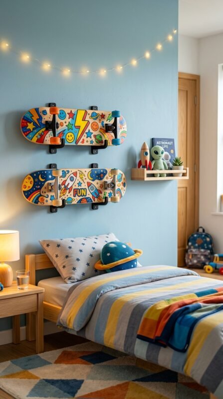 15 Skateboard Art Ideas Deck and Wall Decor 13 Skateboard wall art kids bedroom