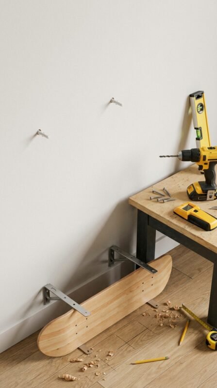 Skateboard Shelf DIY: Turn an Old Deck into Wall Storage 9 Wall anchors and screws mountin