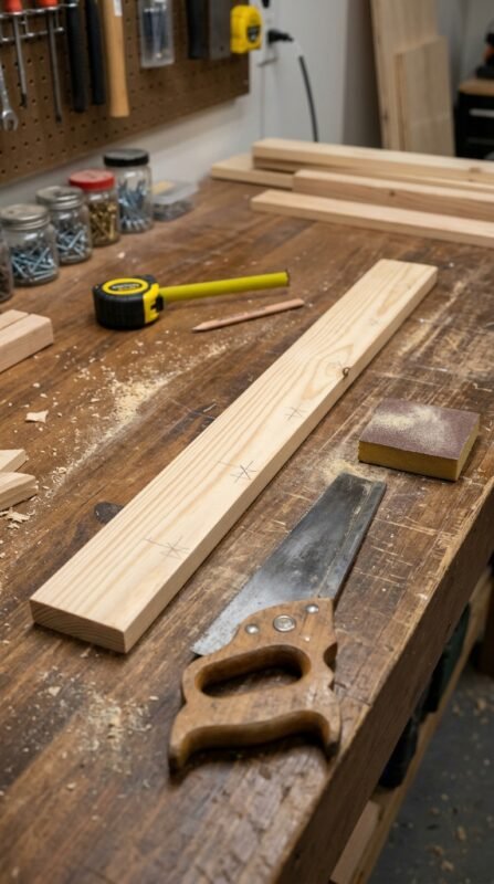 Wooden strip prepared for rack